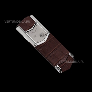 Vertu Signature S Design Stainless Steel Brown Crocodile Leather
