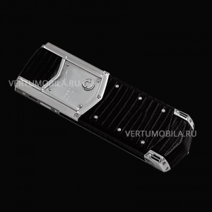 Vertu Signature S Design Stainless Steel Black Iguana Leather