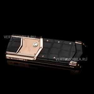 Vertu Signature S Design Gold Black Crocodile Leather