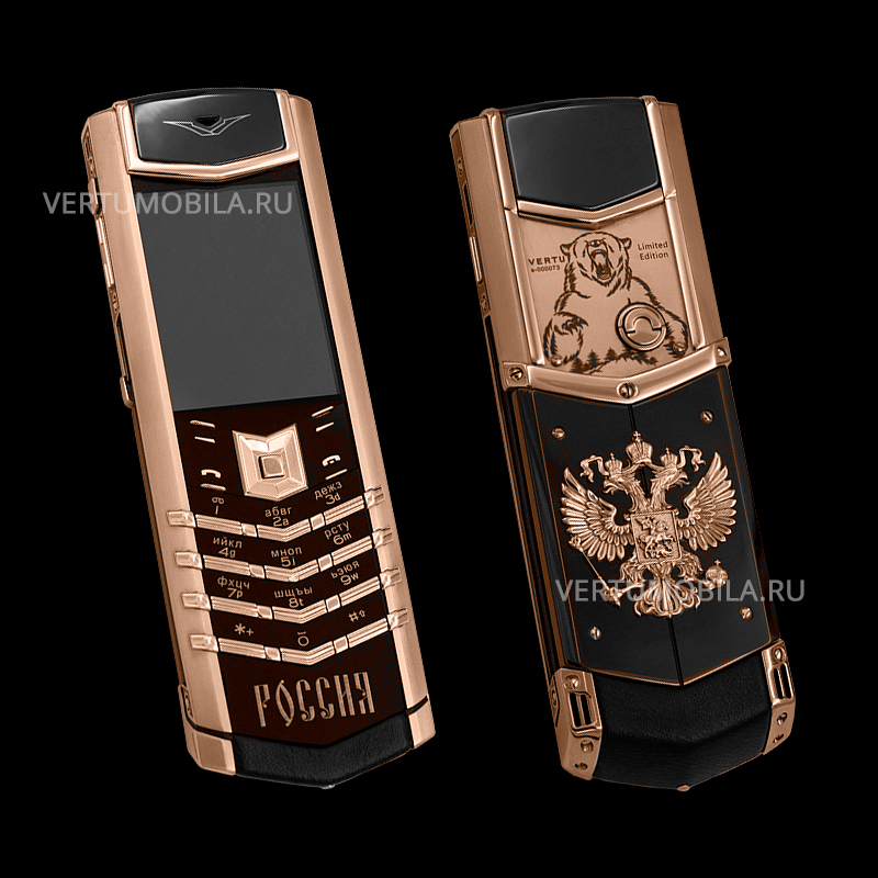 Vertu Signature S Design Gold Black Leather Russia Bear