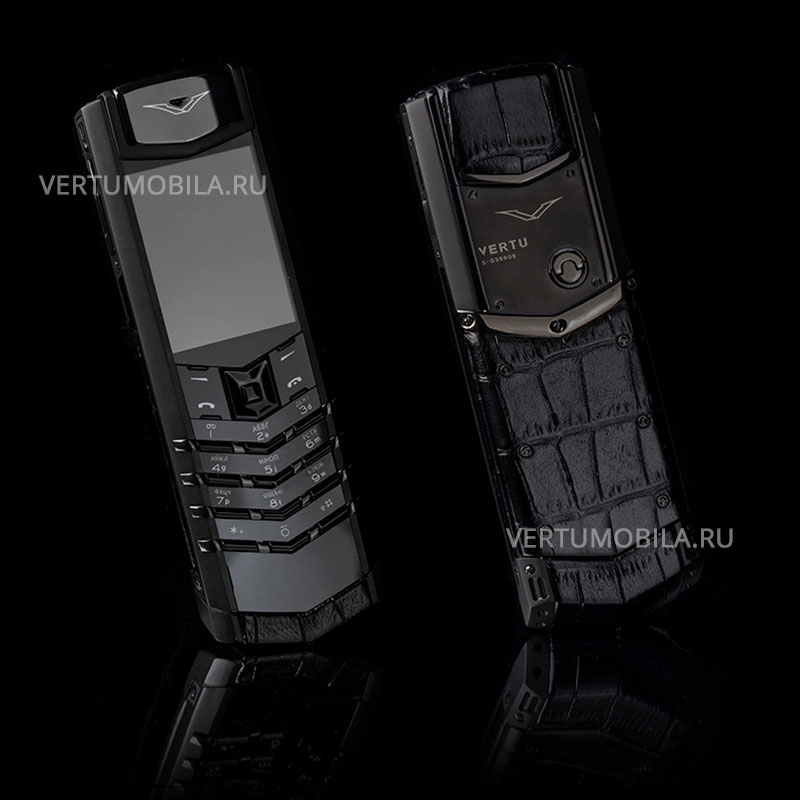 Vertu Signature S Design Pure Black PVD Crocodile Leather