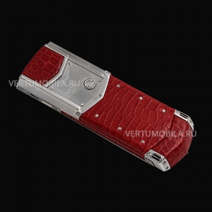 Vertu Signature S Design Stainless Steel Red Crocodile Leather