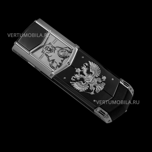Vertu Signature S Design Steel Black Leather Russia Bear