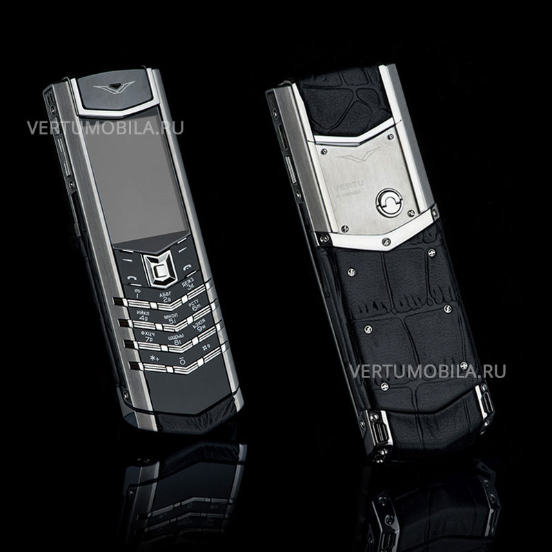 Vertu Signature S Design Stainless Steel Black Crocodile Leather