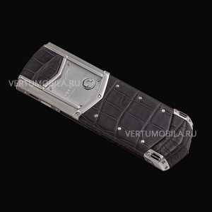 Vertu Signature S Design Stainless Steel Grey Crocodile Leather